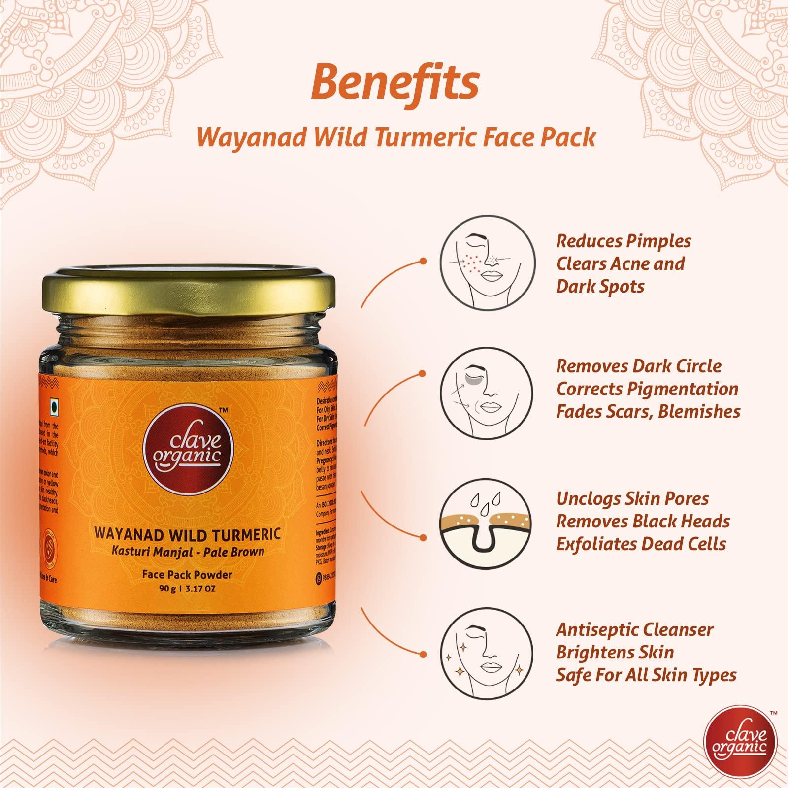 Clave Organic India Clave Organic India Wayanad Rare Variety Vegan No Chemicals Kasturi Manjal (Wild Turmeric ) Powder in Eco-Friendly Glass Jar - 90g