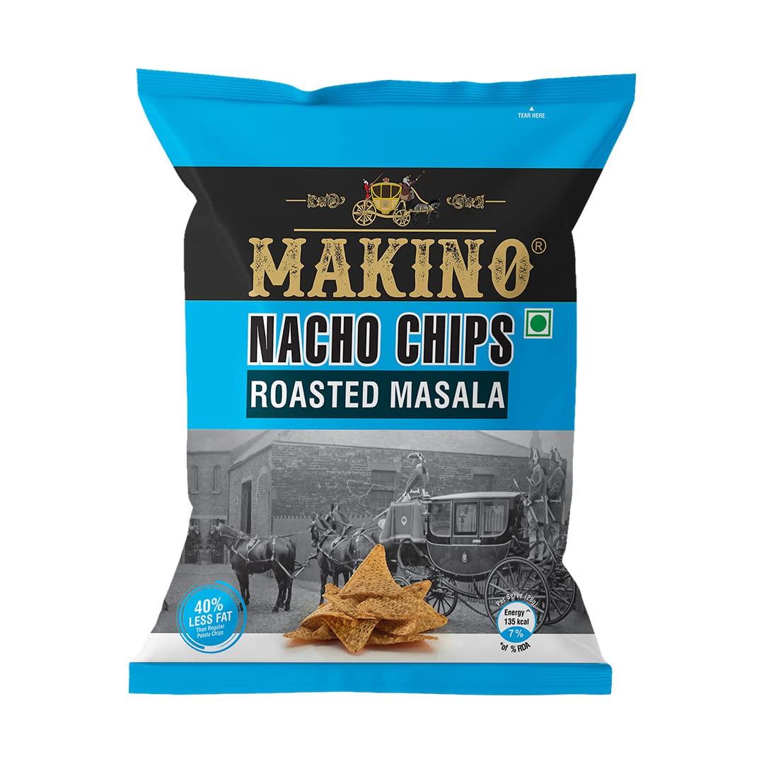 Makino Makino - Nacho Chips Roasted Masala, Peri Peri, Cheese, Jalapeno, Sweet Chilli, Salsa Flavour of 60 Gram | Tortilla | Healthy | Tasty Savoury Snack | Delicious Nacho Chips | Low Calorie - Pack of 6