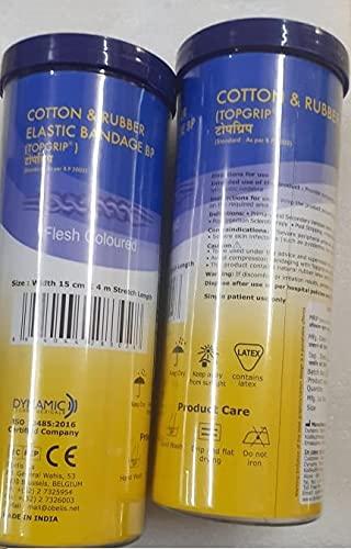 Top Grip TopGrip Cotton and Rubber Elastic Bandage (Width 15 * 4 M stretch Length) pack of 2