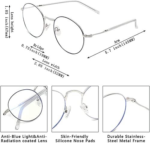 ZÉRO D ZÉRO D® Computer Glasses for Eye Protection Zero Power Blue Ray Glasses for Men Unisex Blue Light Filter Glasses for Men Anti glare Small Round Blue Light Glasses for Women No Hard Box