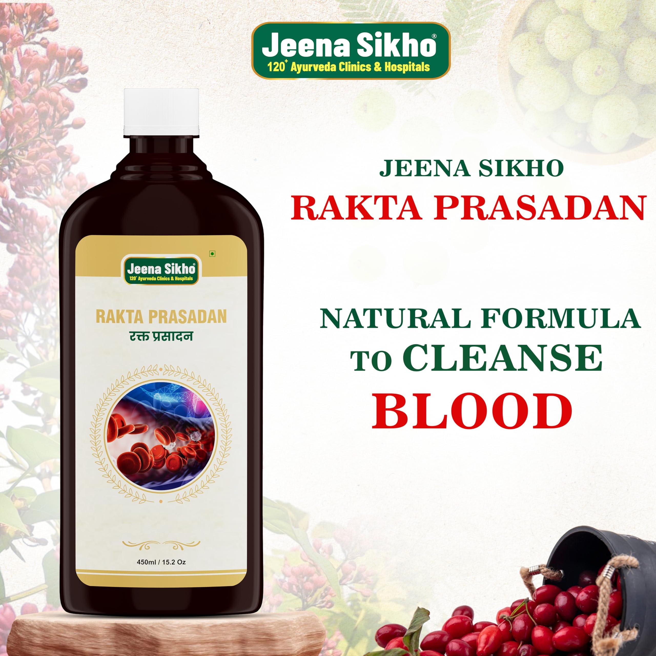 Jeena Sikho Jeena Sikho Rakta Prasadan Tonic | Herbal Blood Purifier For Skin | Blood Purifier for Glowing Skin| Blood Purifier Syrup for Healthy & Glowing Skin | Natural and Safe | Sugar-Free, 450 ml