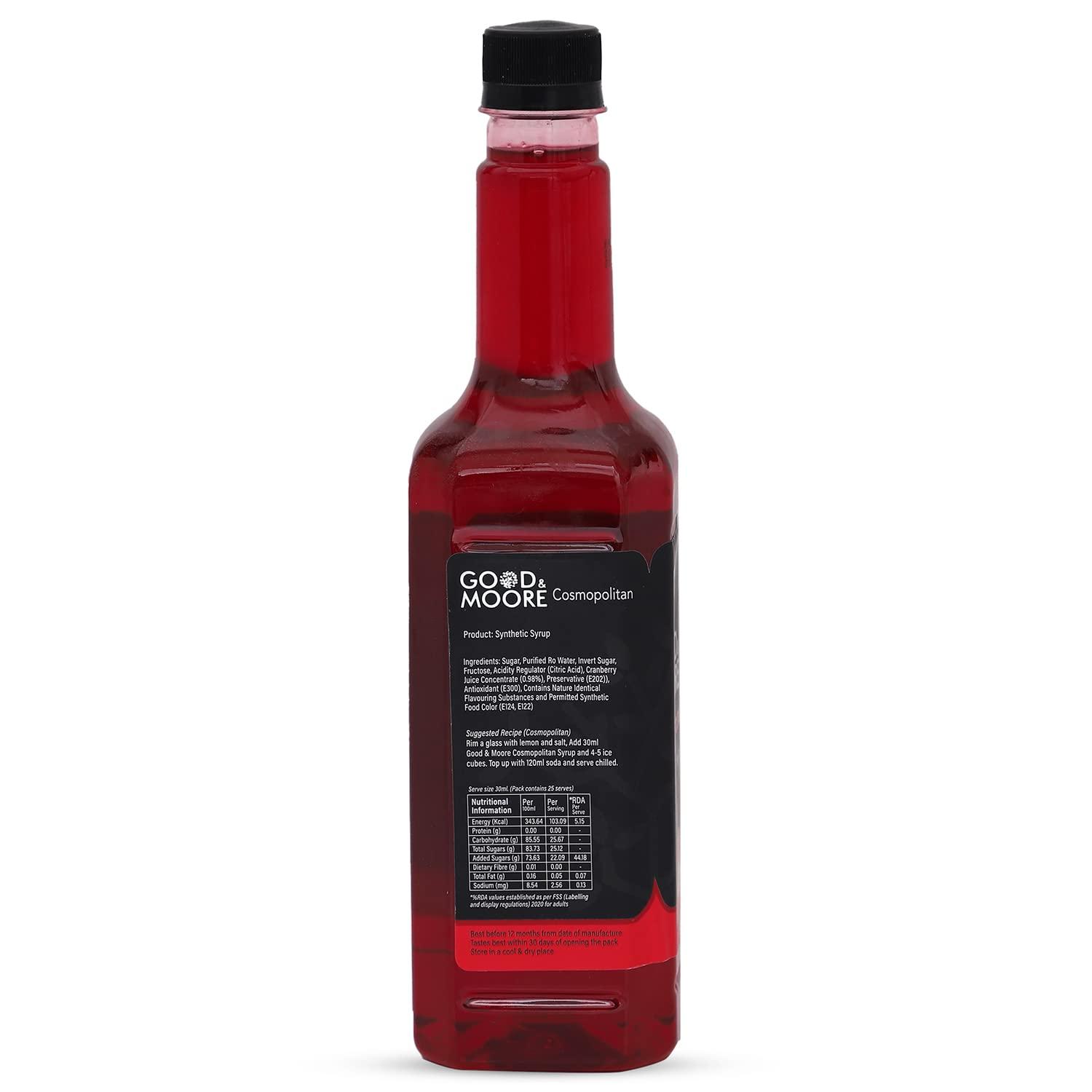 GOOD+MOORE GOOD&MOORE Combo of 2 | Mint Mojito, Cosmopiltan | For Cocktail, Mocktail, Sodas, Ice-teas and more | Concentrated Syrup | (750ml x 2)