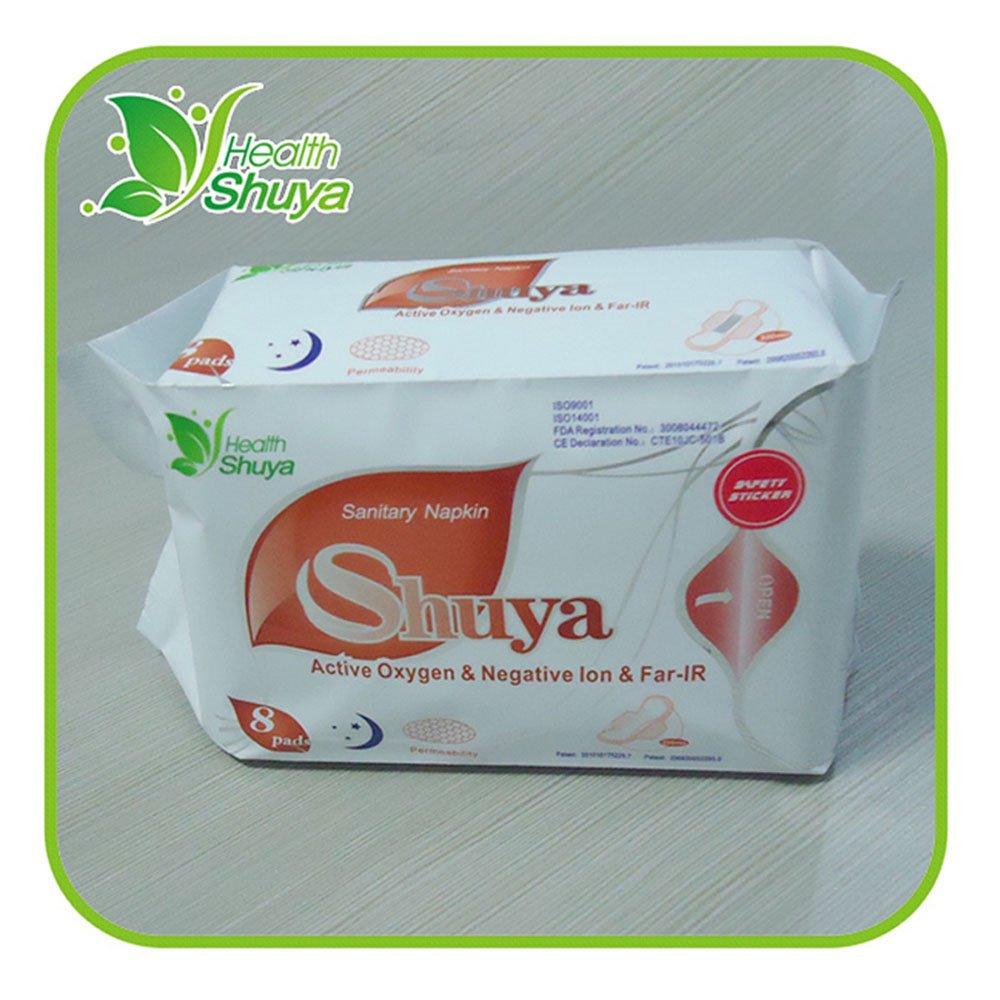 SHUYA SHUYA Super Long Overnight Maxi Pads for Woman with Wings, Patented Negative ion Strip,Super Absorbency for Heavy Flow, Scented 16CountPack of 2