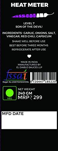El Diablo Sauces EL Diablo Hot Red Chili Sauce Premium Gourmet Gluten Free Fresh Natural Ingredients 100% Vegan Momos Fried Rice Hakka Noodles Flavor Hot Chilli Spicy Sauce 240g Bottle
