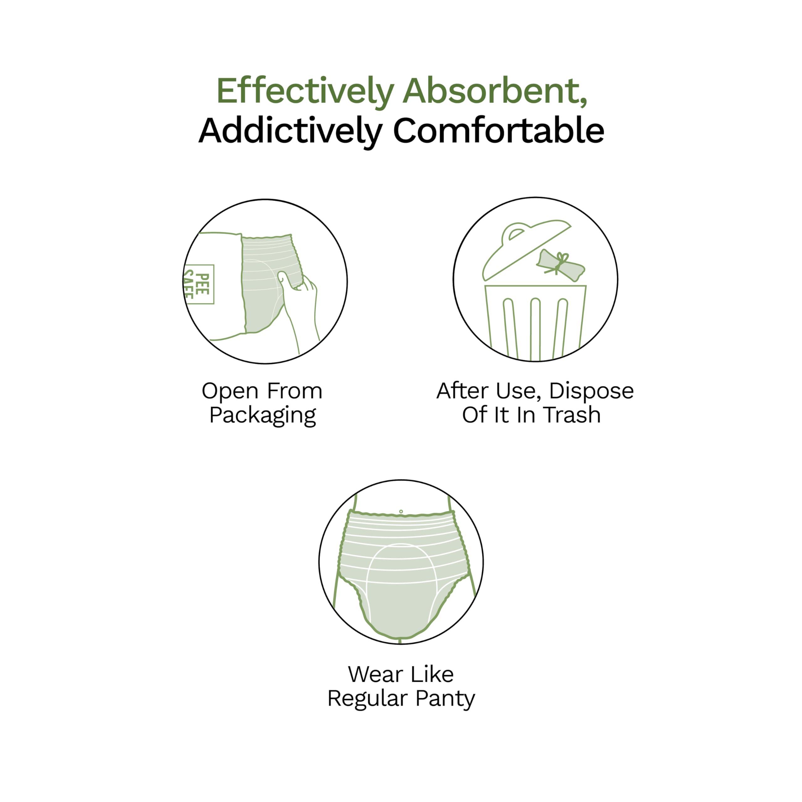 PEESAFE Pee Safe Disposable Period Panties for Women Leak Proof | XL-XXL | Pack of 4 | 360 Protection | Overnight Comfort | Rash & Toxin Free | No Leakage | Seamless Fit | Period Panty for Heavy Flow White