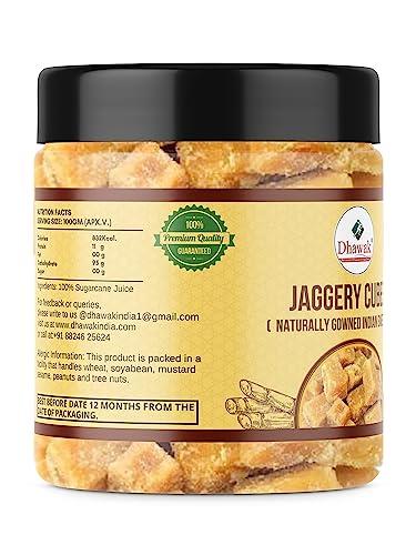 DHAWAK DHAWAK Jaggery Cubes Organic Gud Jaggery cubes 250 Grams Pure Natural, No Preservatives Added [Jar Pack]