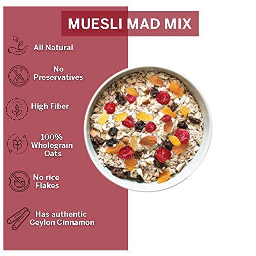 Oateo Oateo Muesli Mad mix 800g (Pack of 2, 400 Grams Each) | Quick and easy breakfast option. Full of fruity goodness and natural flavours. Easy European style breakfast. Sugar free. Crunchy muesli