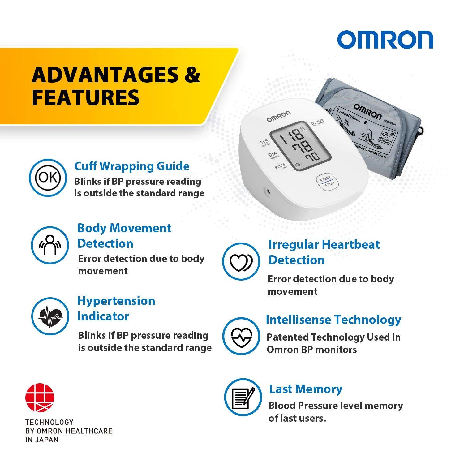 Omron Omron HEM 7121J Fully Automatic Digital Blood Pressure Monitor with Intellisense Technology & Cuff Wrapping Guide for Most Accurate Measurement (White)
