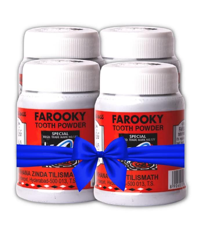 Farooky Farooky Tooth Powder 40 Grams (Pack Of 4) | Herbal Ayurvedic Charcoal Toothpowder Manjan For Complete Oral Care, Teeth Whitening & Tooth Decay By Zinda Tilismath