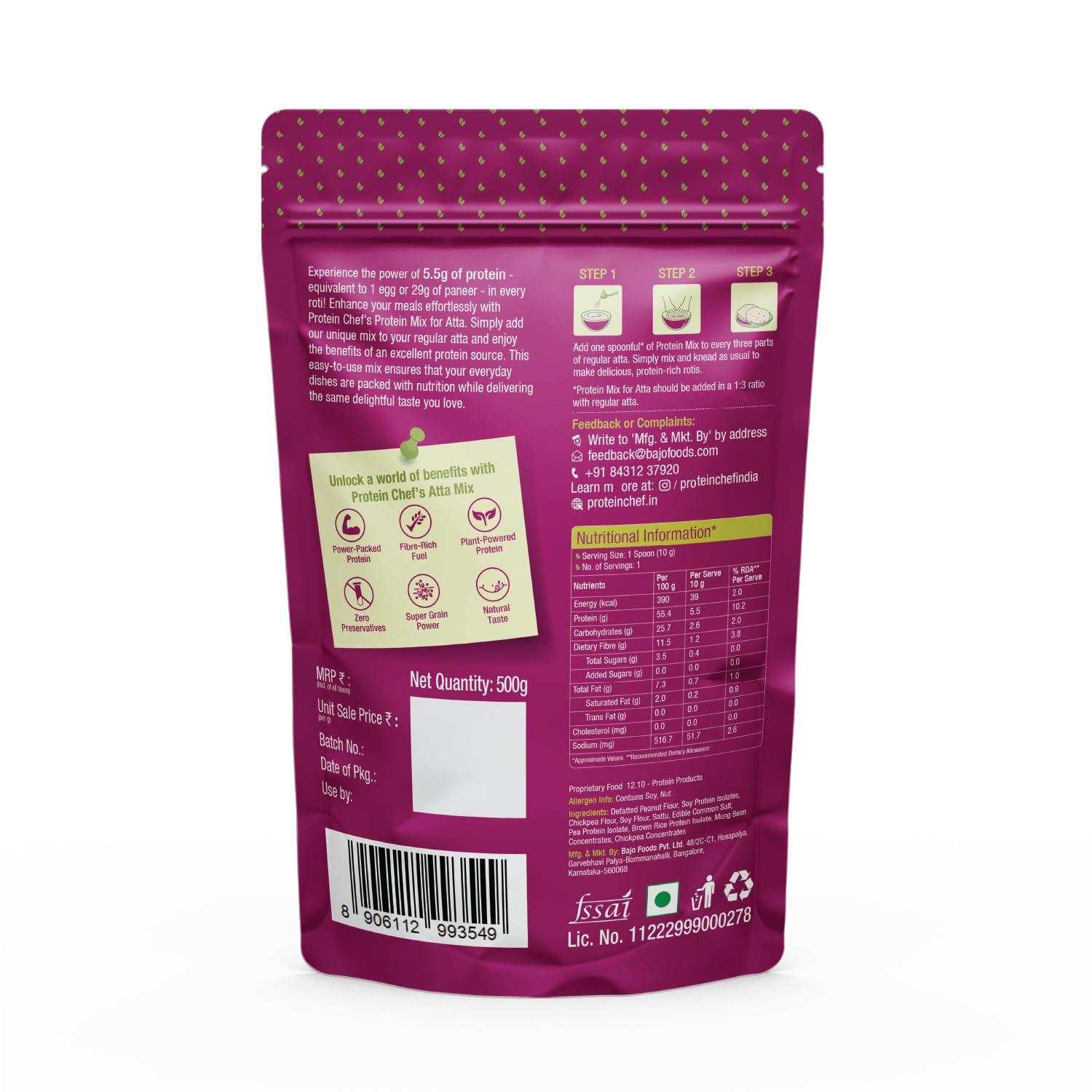 Protein Chef Protein Chef Protein Mix for Cooking (1 Kg) |Helps Meet Everyday Protein Need | Mix with Flour or Batter | Make High Protein Roti and Dosa | No Change in Taste or Flavor | Multigrain Atta Mix