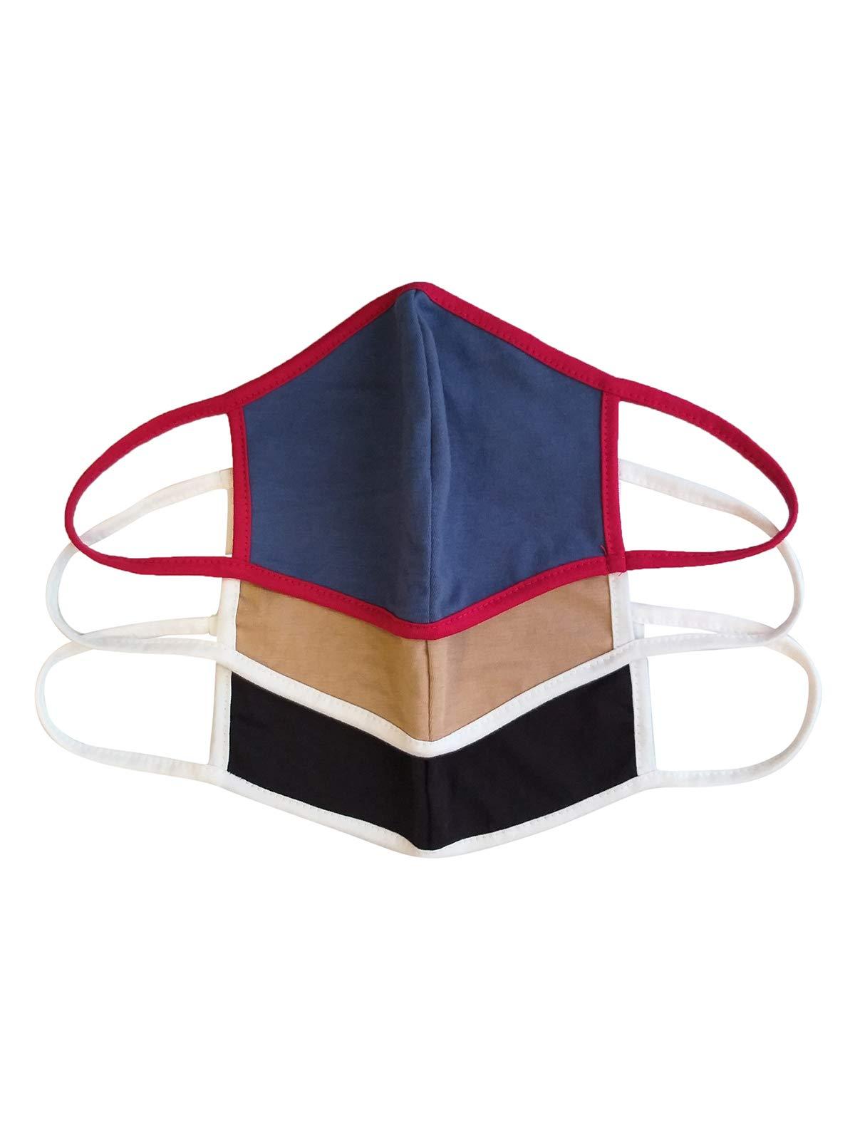 Aditi Wasan Aditi Wasan Unisex Cotton Hosiery Fabric Face Masks With Inner Filter 3 Layer Attached - Pack of 3 (Aw-mskdrct003-3, Multicolor)