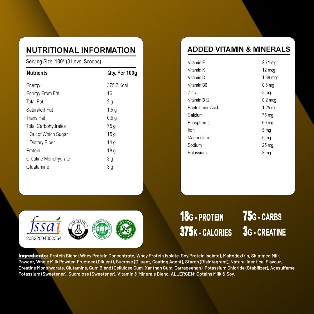 Platinum NUTRITION Platinum NUTRITION Decent Gain Support Muscle Building And Weight Gain High Protein Muscles Mass & Weight Gainer for Men (Chocolate Cookie) Flavour_ 4.5 kg