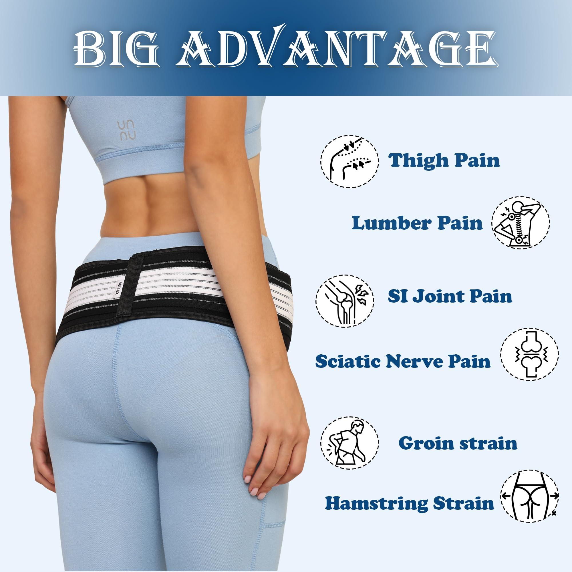 AuFlex AuFlex Neoprene Sciatica Pain Relief Belt - Flexi Back Belt- Lower Back Support Brace For Men And Women - Pelvic Support Belt - Trochanter Belt - Sciatica Pelvis Lumbar Hip Pain Relief
