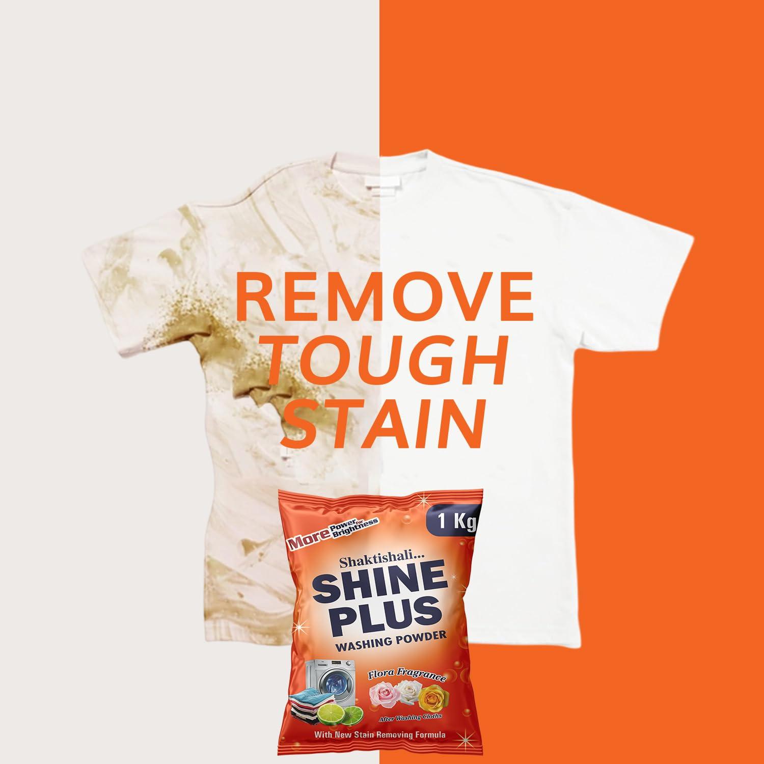 Shaktishali SHINE PLUS Shaktishali SHINE PLUS Detergent Washing Powder 1 kg | Free Scoop | Double Power Premium Detergent Powder | Dissolves Easily