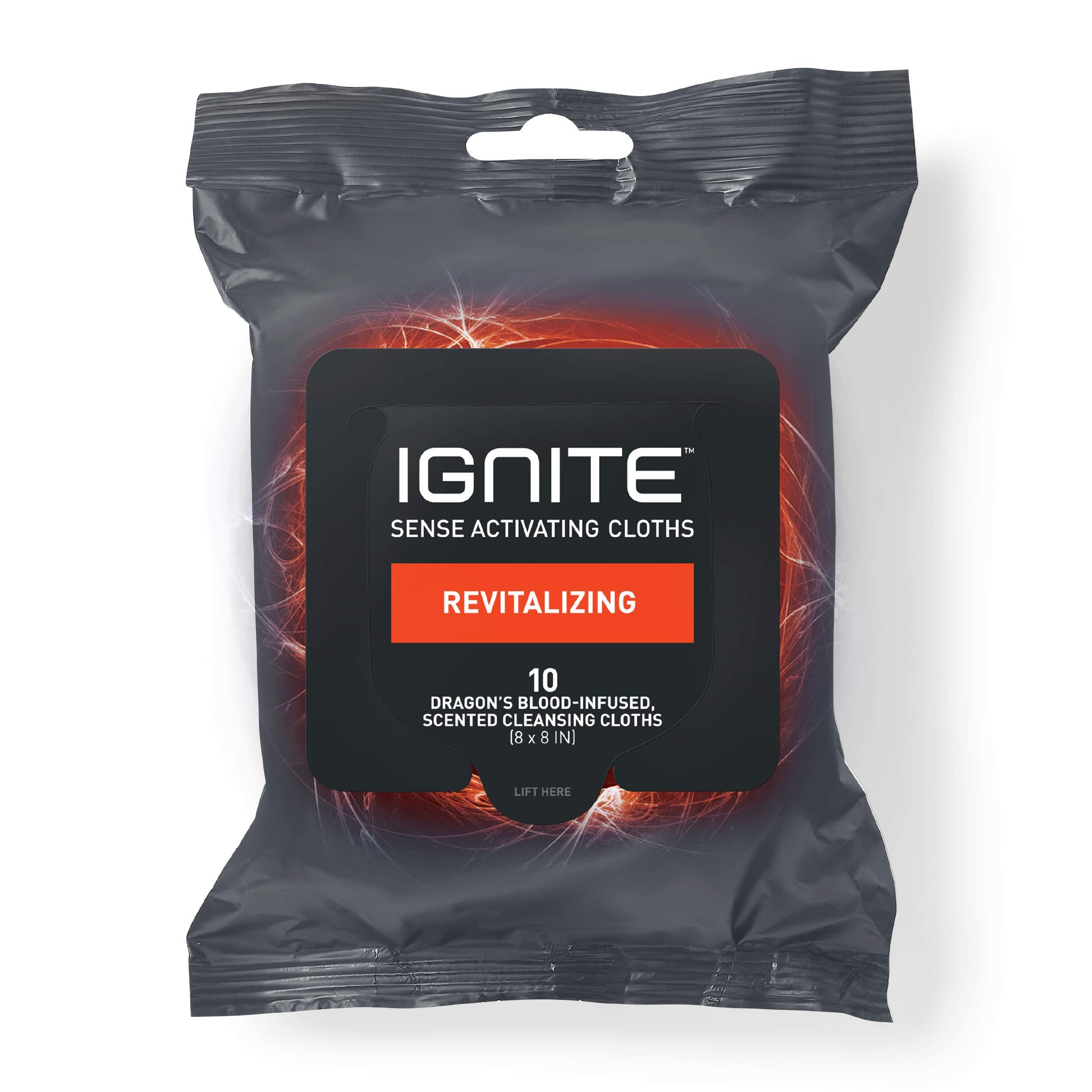 Medline Ignite Mens Body Wipes, Shower Wipes With Bold Revitalizing Scent, 10 Wipes, Great for After Gym Wipes, Camping Wipes, Travel wipes, Extra Thick 8 X 8\" Wipes