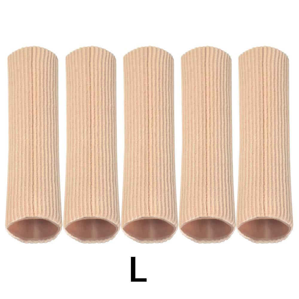 DYKOOK Cuttable Toe Tubes Sleeves 5 Pack, Made of Elastic Fabric Lined with Silicone Gel. Toe Sleeve Protectors Relief Toe Pressure Pain, Corn and Calluses Remover