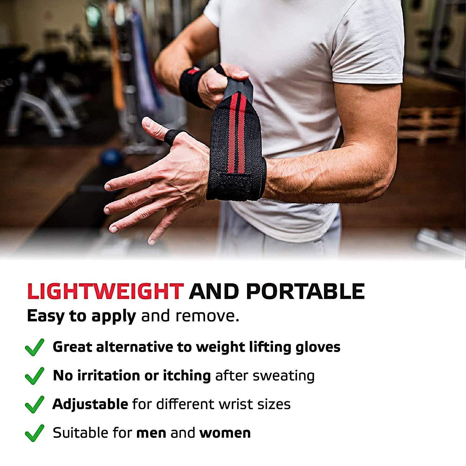ALN ALN® Wrist Wraps for Weightlifting, Powerlifting, Gym, and Crossfit - Wrist Support Band for Men and Women, Pair with Thumb Loop