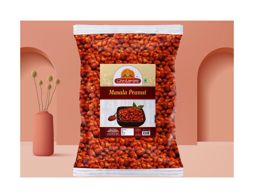 GHOTARAM Ghotaram Peanut - Salted Masala Moongfali | Nut Cracker Namkeen Snack | Sing - Masala Peanuts Fried Spicy Mungfali | Kutchi Bhachau Dabeli Special Singdana Healthy Namkeen-1Kg*1Pack