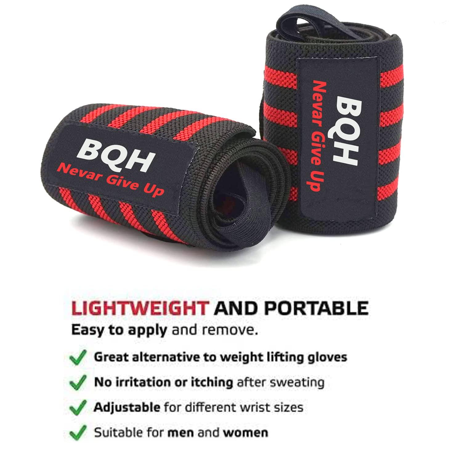 BQH Wrist Support, with Thumb Loop Strap for Gym Workout, Push-ups, Pull-ups, Strength Training Exercise, accessories, Made of Velcro and Elastic Band for Men & Women