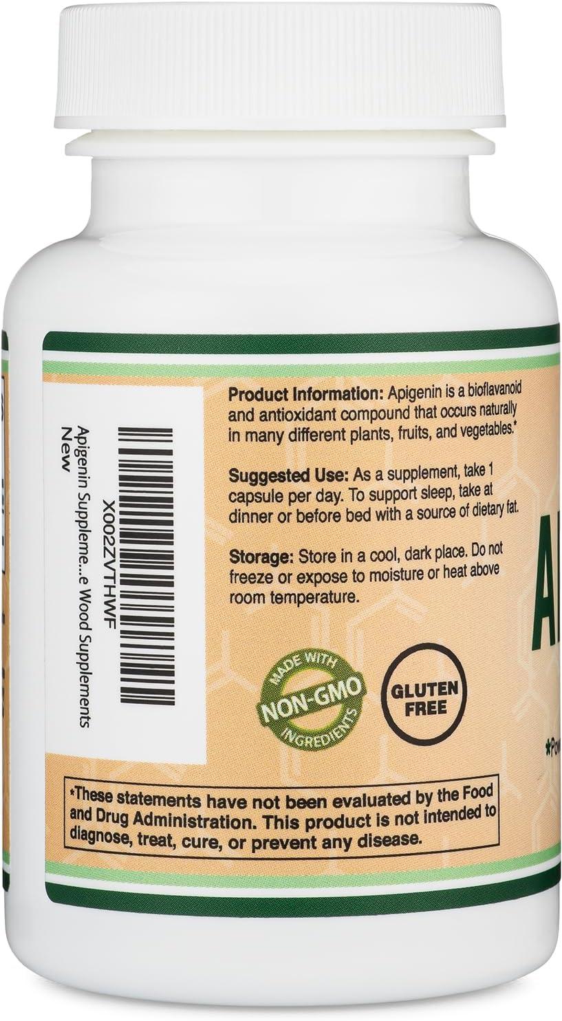 ATHINIKA NUTRITION Apigenin Supplement - 50mg per Capsule, 120 Count (Powerful Bioflavonoid Found in Chamomile Tea for Relaxation, Sleep, and Mood) Senolytic Flavonols for Aging (Gluten Free)