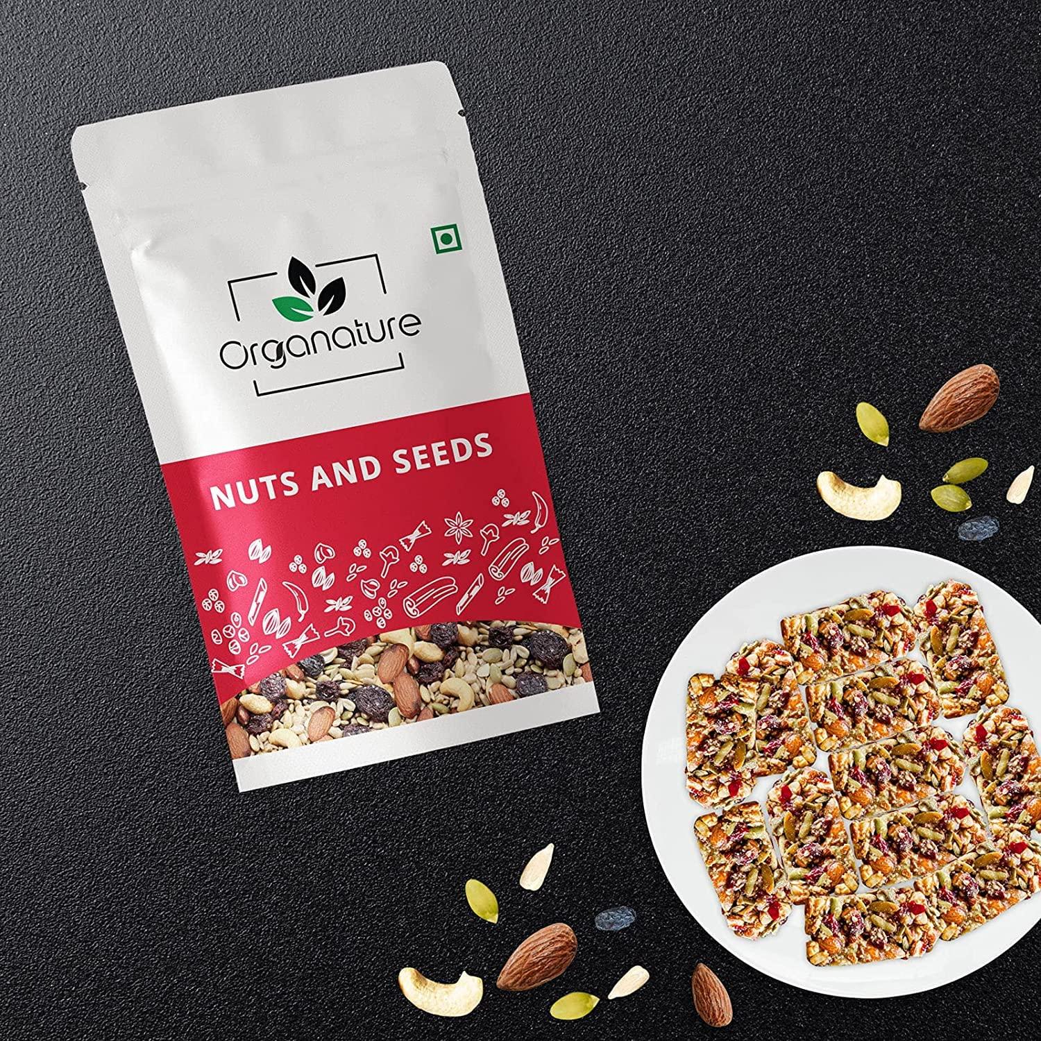 Organature Organature Super Healthy Mixed Nuts, Assorted Dry Fruit Nut Mix with Seeds, Raisins for Eating, Mixes Dry Fruits (850 Grams)