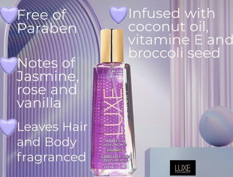 Luxe Perfumery Velvet Kiss, 8 Fluid Ounce: Luxe Perfumery Hair And Body Perfume Mist, Velvet Kiss, 8 Fluid Ounce