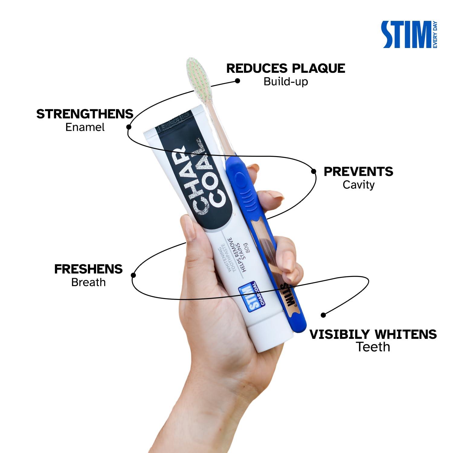 STIM STIM Charcoal Toothpaste For Natural Whitening (80g) Pack of 3