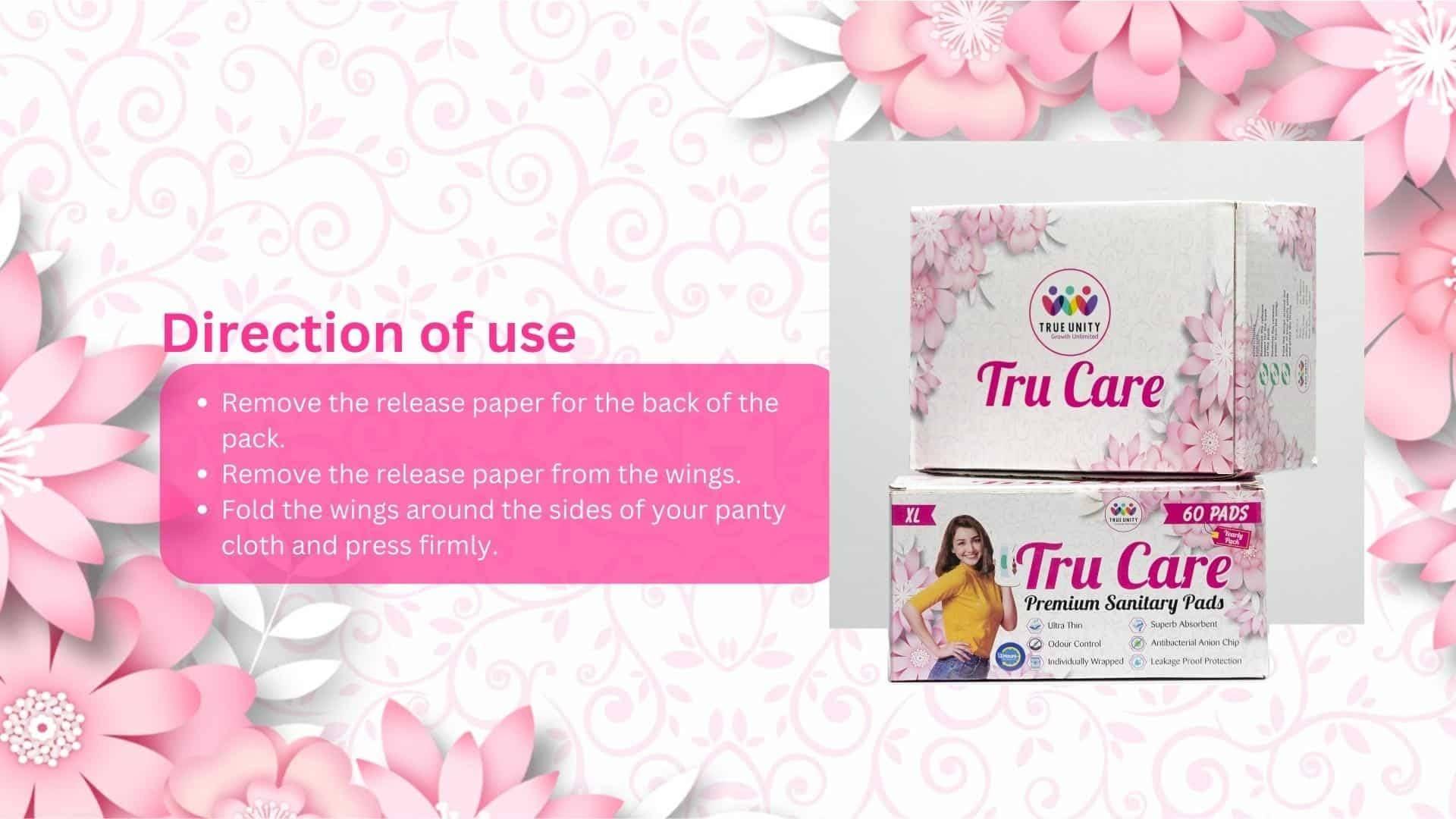 TRUE UNITY TRU CARE Premium Sanitary Pads (60 Pads)