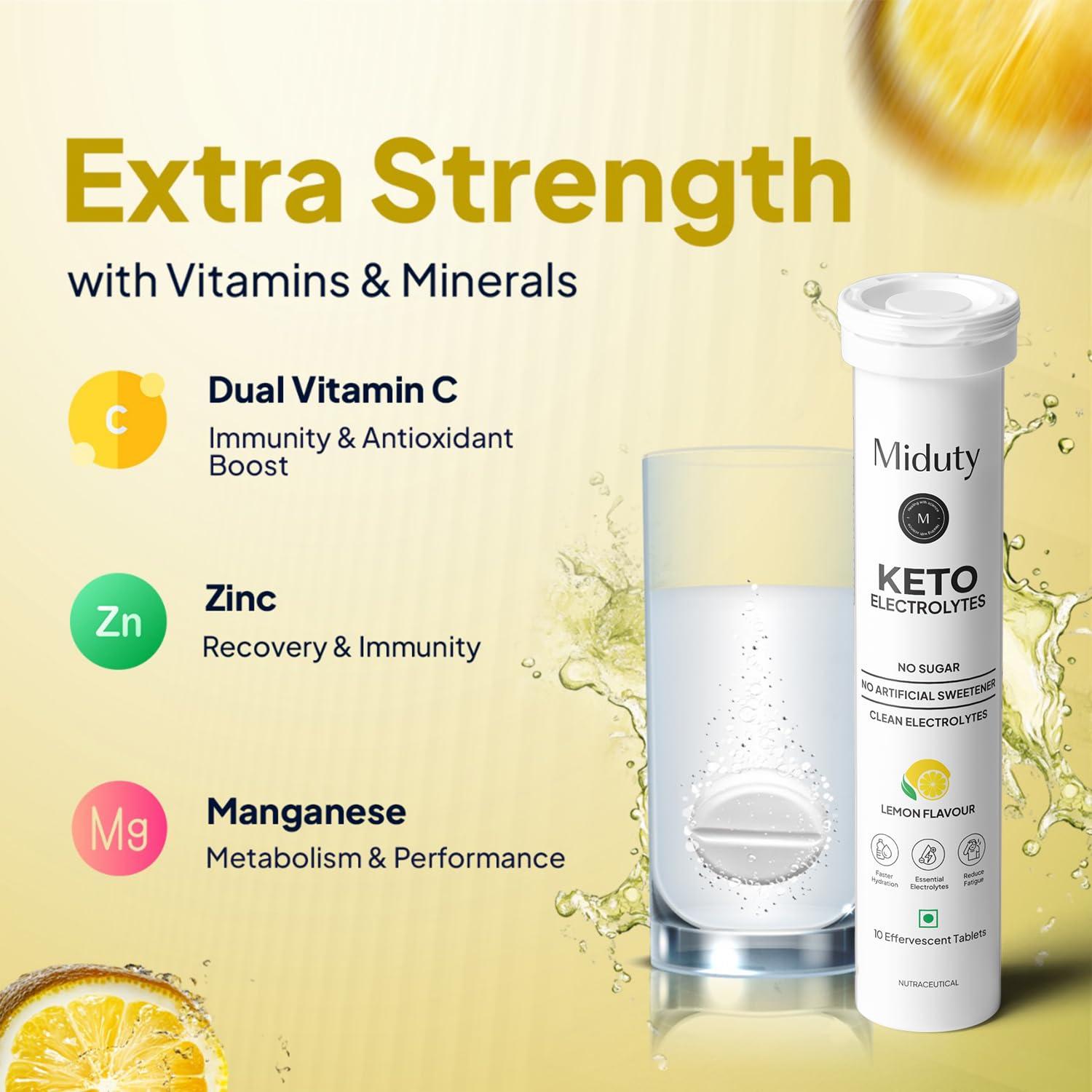 Miduty Miduty By Palak Notes Electrolytes Drink - Instant Hydration Drink - Lemon Flavor - Sugar-Free Electrolyte Drink - No More Fatigue And Dizziness - Hydration Electrolyte,1 Count,20 Capsule