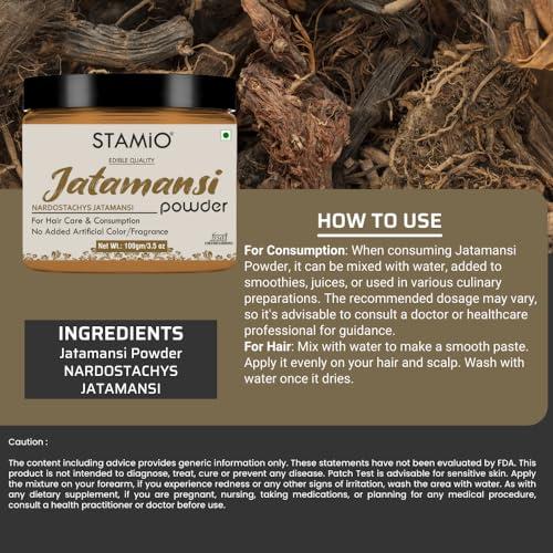 STAMIO STAMIO Jatamansi Powder 100 gm | Spikenard | Nardostachys Jatamasi | Digestive Health | In Jar 3.53 oz
