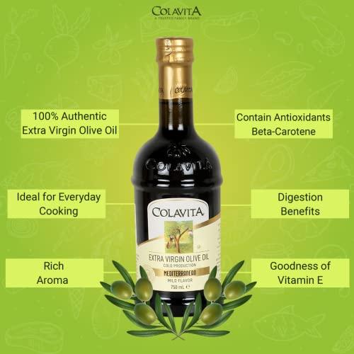 COLAVITA Colavita Mediterranean Extra Virgin Olive Oil (750ml) | Imported from Italy | Premium Olive Oil for Cooking, Dips and Marinades | Cold Pressed Oil from Superior Whole Olives | Timeless Bottle