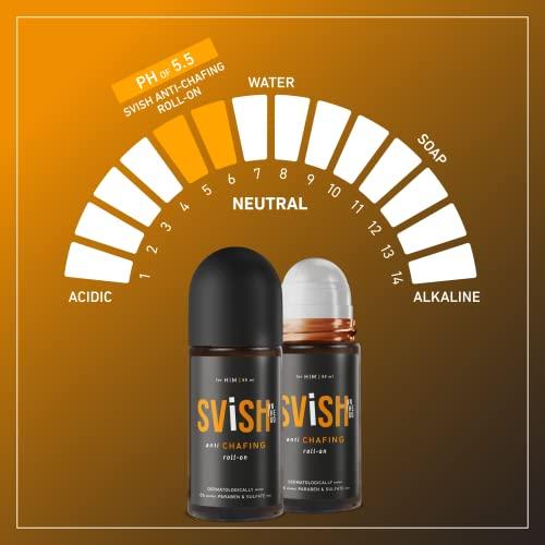 SVISH ON THE GO Svish On The Go Anti-Chafing Roll On for Men, 50ml (Pack of 2) with Cedarwood Oil, Neem & Tumeric, Reduces Inner Thigh Rashes, Odour & Irritation in Intimate Areas, Skin Friendly PH Balanced