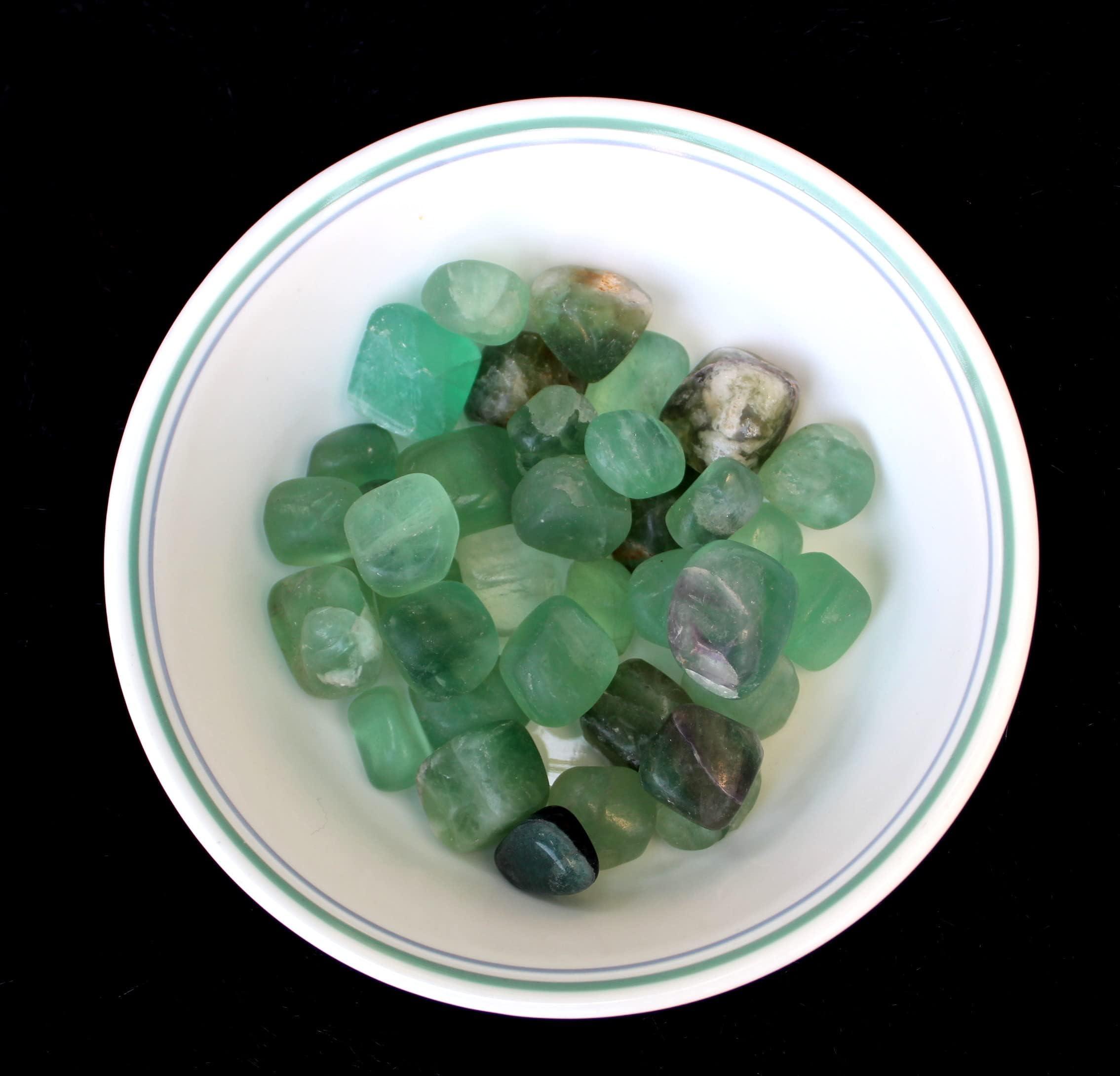 Jet International Crystal Jet Green Flourite Tumbled Stone Approx 0.75 To 1" inch Free 40 Page Booklet on Jet International Crystal Therapy. 100 grams Attractive Genuine A Grade