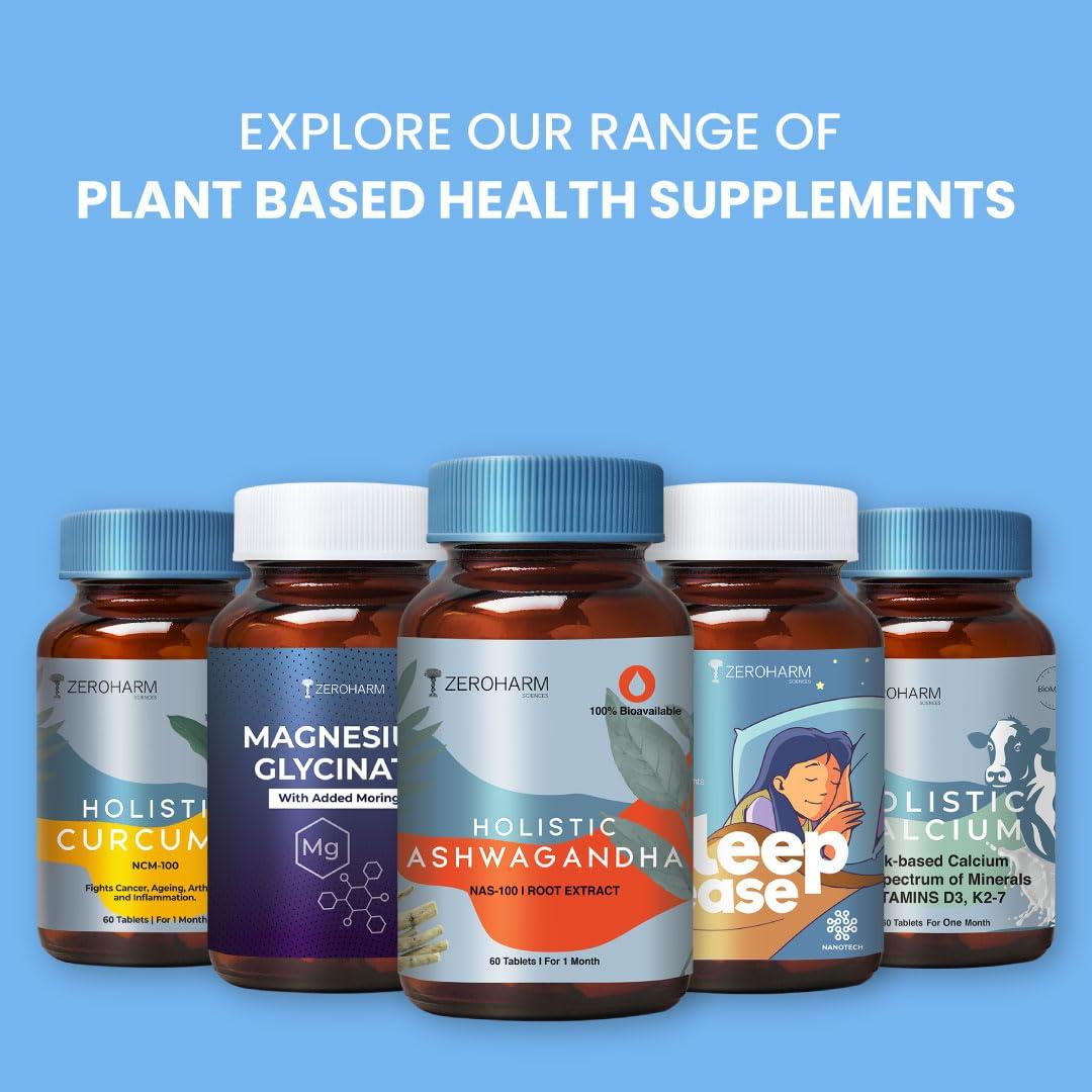 Holo ZEROHARM Holistic Ashwagandha Tablets | Organic Herbal Supplement | Ashwagandha Root Extract | Supports Stress Relief, Energy & Mental Wellness | Nano-Enhanced Formula | 60 Veg Tablets - 2 Pack