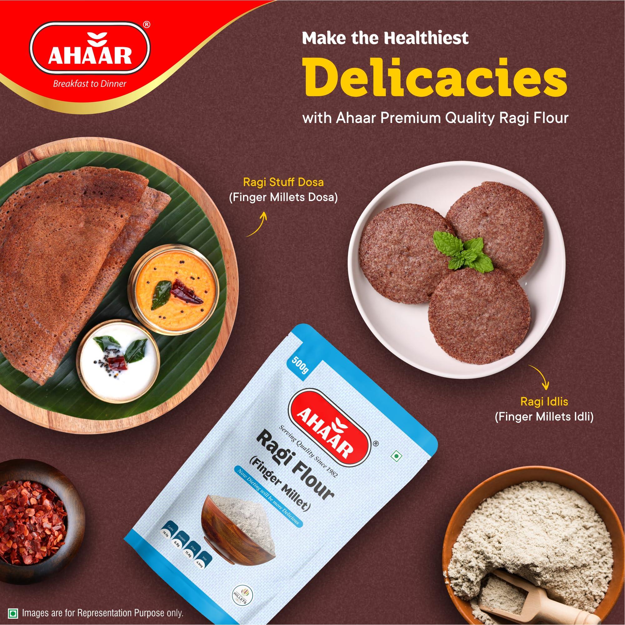 AHAAR Ahaar Ragi Flour 500g (Finger Millet) Gluten Free Flour/Atta| Rich in Magnesium, Iron, Calcium and Fiber