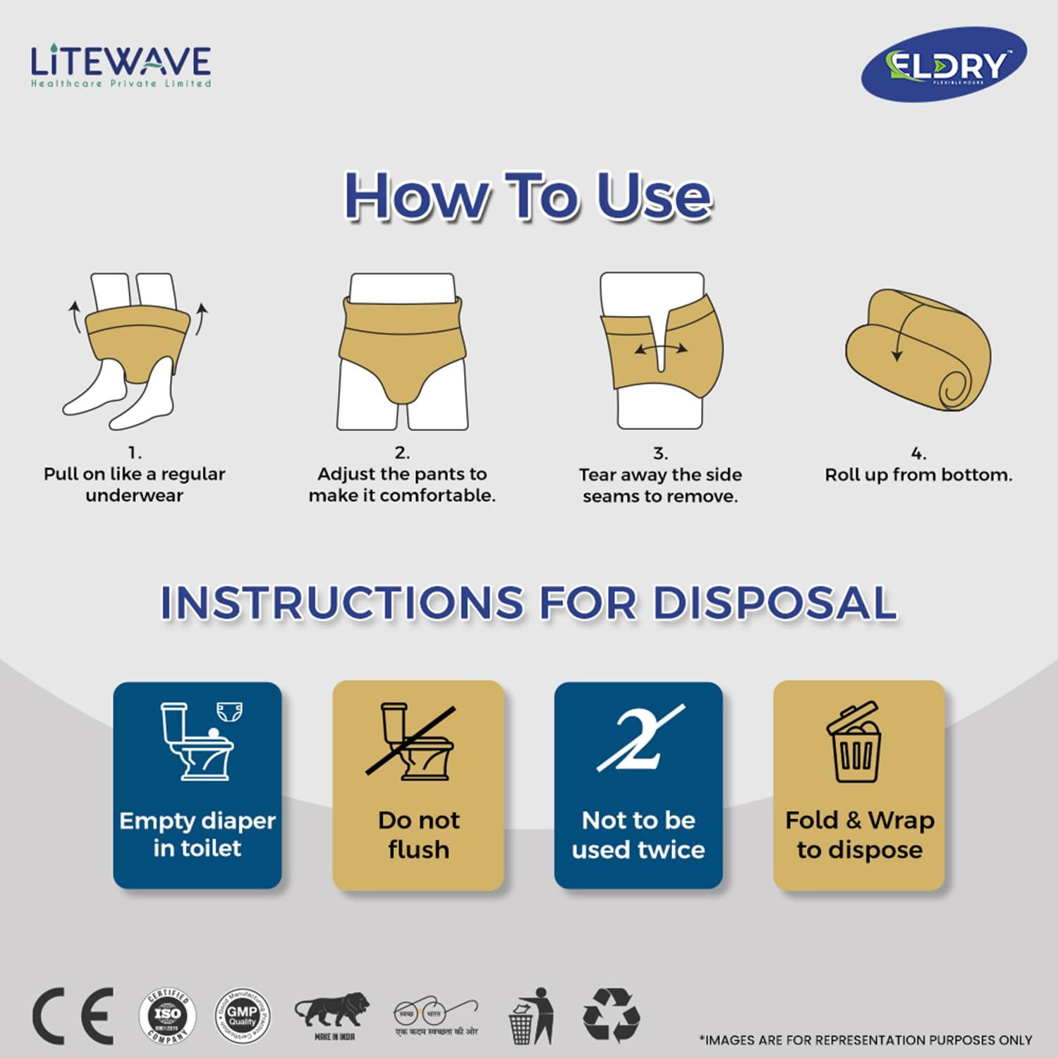 ELDRY ELDRY Unisex | Premium Soft Adult Pant Style Diapers | 80 Counts | (XXL) Size 107-172 Cm (42\'\'-68\'\' Inch) | Leakproof, Wetness Indicator, 12 hrs Overnight Protection | (Pack of 8)