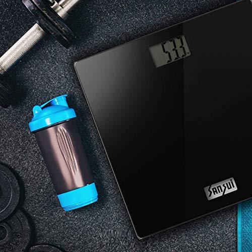 Sansui Sansui Digital Personal Human Body Weighing Scale, Bathroom Weight Machine with Large LCD Display, 150 kg (Black)