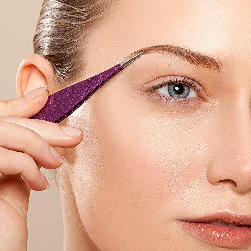 Simply Essentials Tweezers for Ingrown Hair Sparkles with Purple CASE ?5.0 Out of Five Stars? Free Ebook - Professional Surgical Instrument Quality - Precision Calibrated Aligned Steel Ends