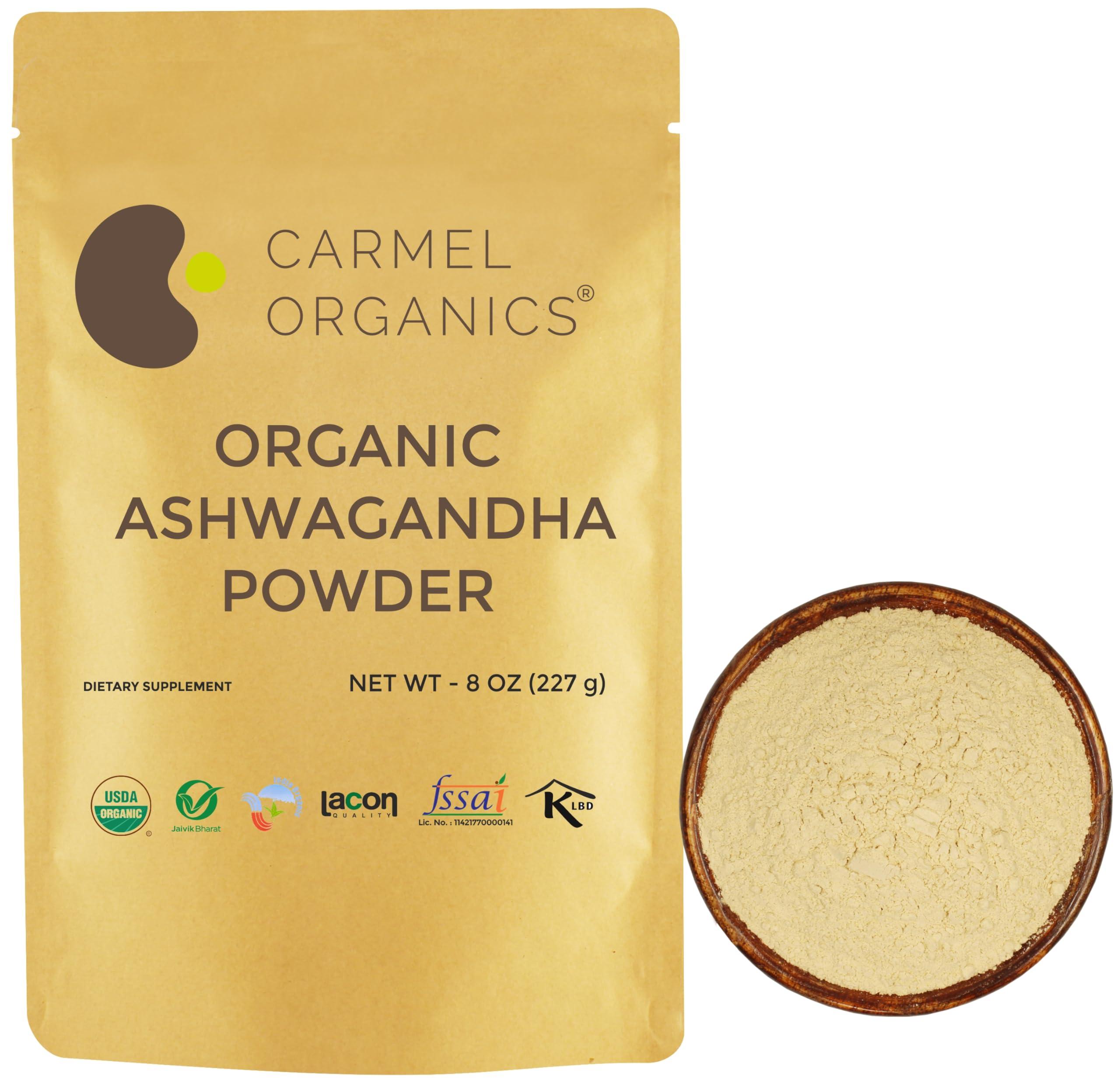 CARMEL ORGANICS CARMEL ORGANICS Ashwagandha Root Powder (227 Grams)|Jaivik Bharat Certified|Pure|Natural|Helps Fight Anxiety & Stress|Ashwagandha Podi/Amukkara Kizhangu/Asvagandha Churna