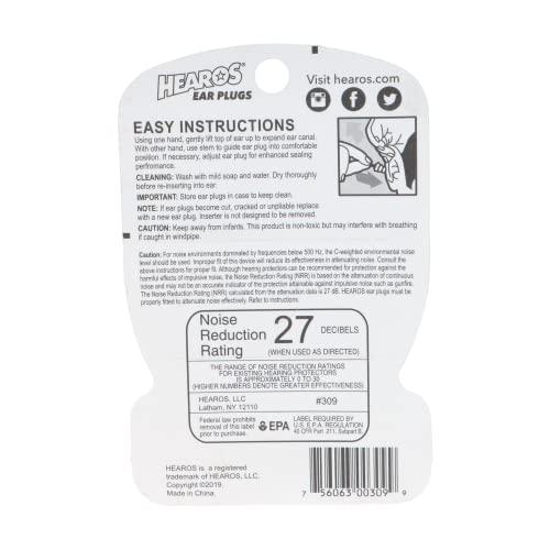 HEAROS Hearos Earplugs Rock \'n Roll Series with Free Case 1-Pair Foam