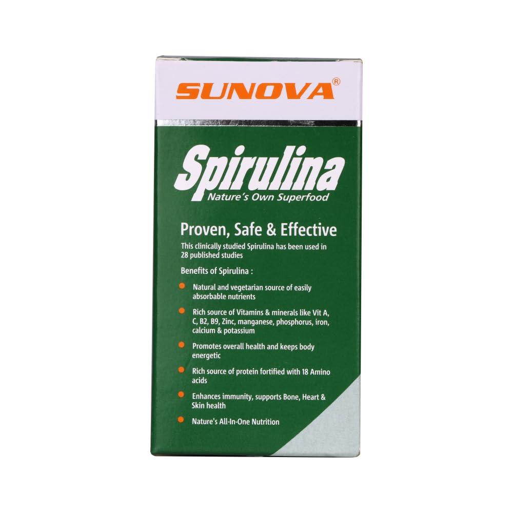 SUNOVA SUNOVA Spirulina Capsules - Natures Own Superfood and Nutritional Supplement, full of Protein,Vitamins & Minerals 60 Capsules (Pack of 2)