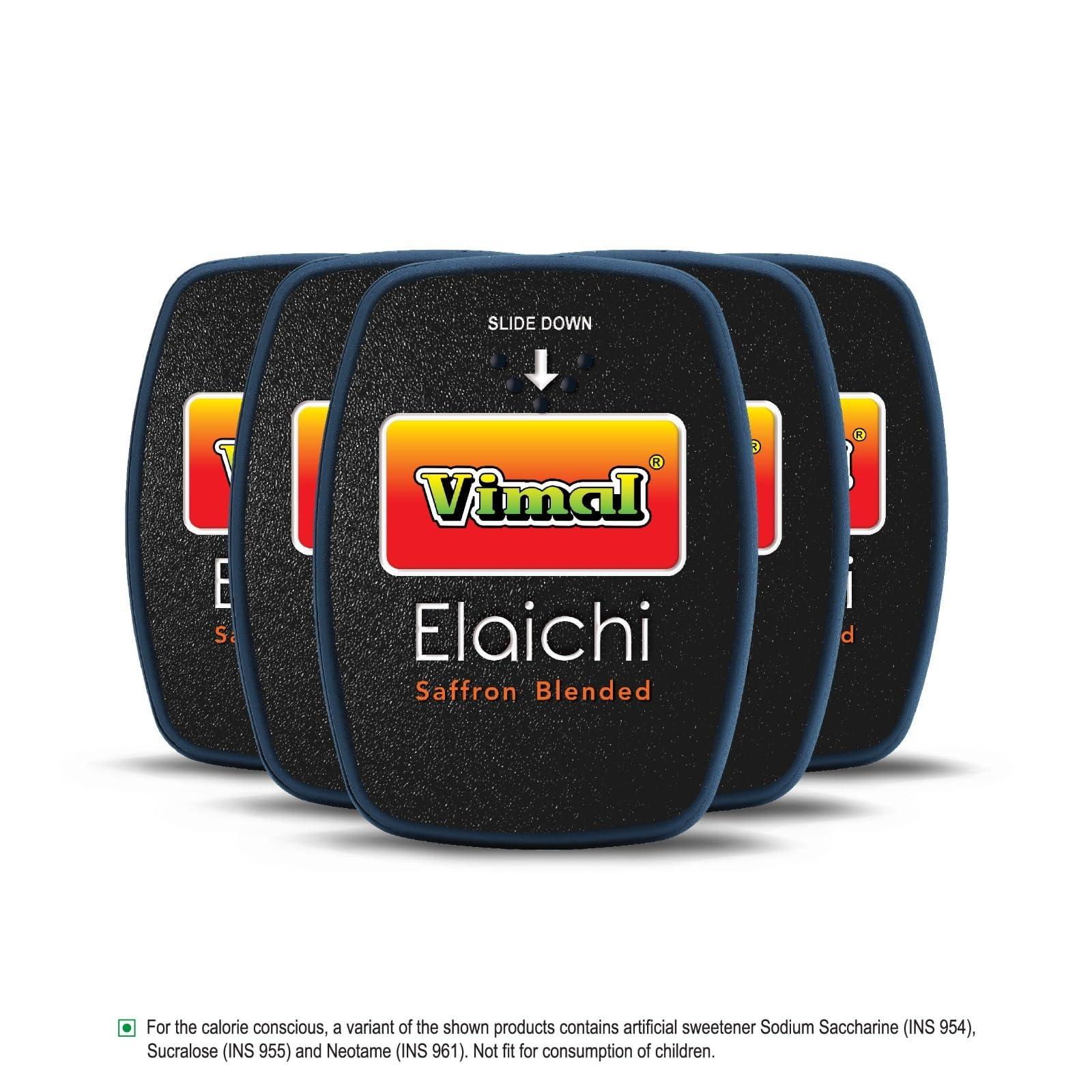 Vimal VIMAL Elaichi Saffron Blended | Pack Of 5 Cassettes (5.75Gram X 5) | Premium | Elaichi Dana | Fresh Breath | Silver Cardamom| Mouth Freshener | Pure Cardamom Pearls