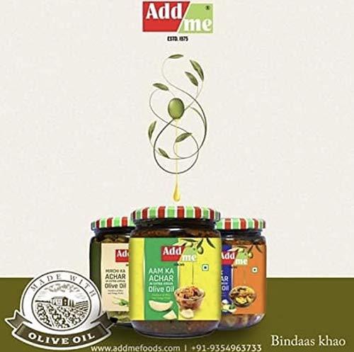 Add me Add me Home Made Green Chilli Pickles in Extra Virgin Olive Oil, 500 gm Mirch ka Achar 500gm Glass Jar