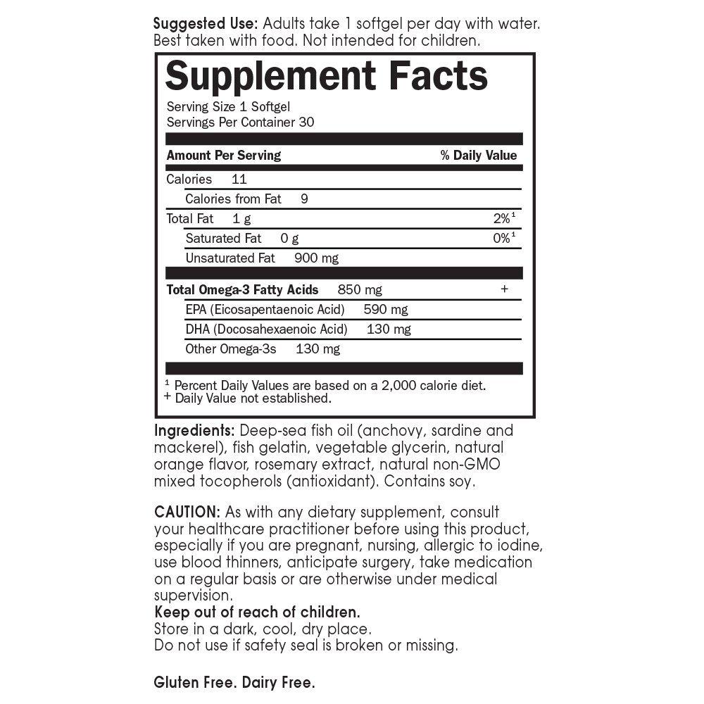 Garden of Life Garden of Life EPA/DHA Omega 3 Fish Oil - Minami Natural Brain Function, Heart and Mood Supplement, 30 Softgels