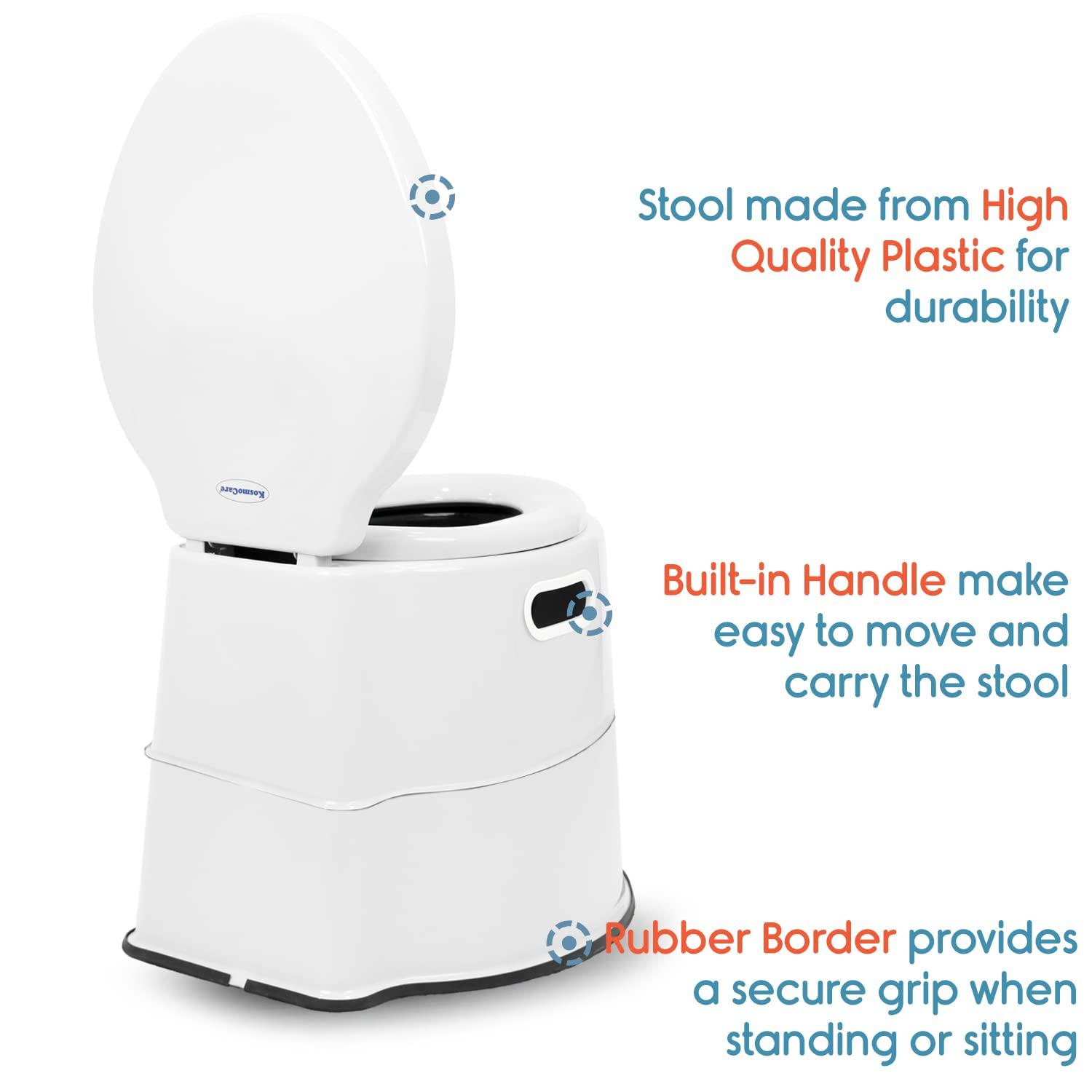 KosmoCare KosmoCare Plastic Portable Commode Toilet Stool, Commode Stool, Toilet Commode For Patients, Indian Commode Stool, Portable Toilet Seat For Adult, Kids & Handicap People, White
