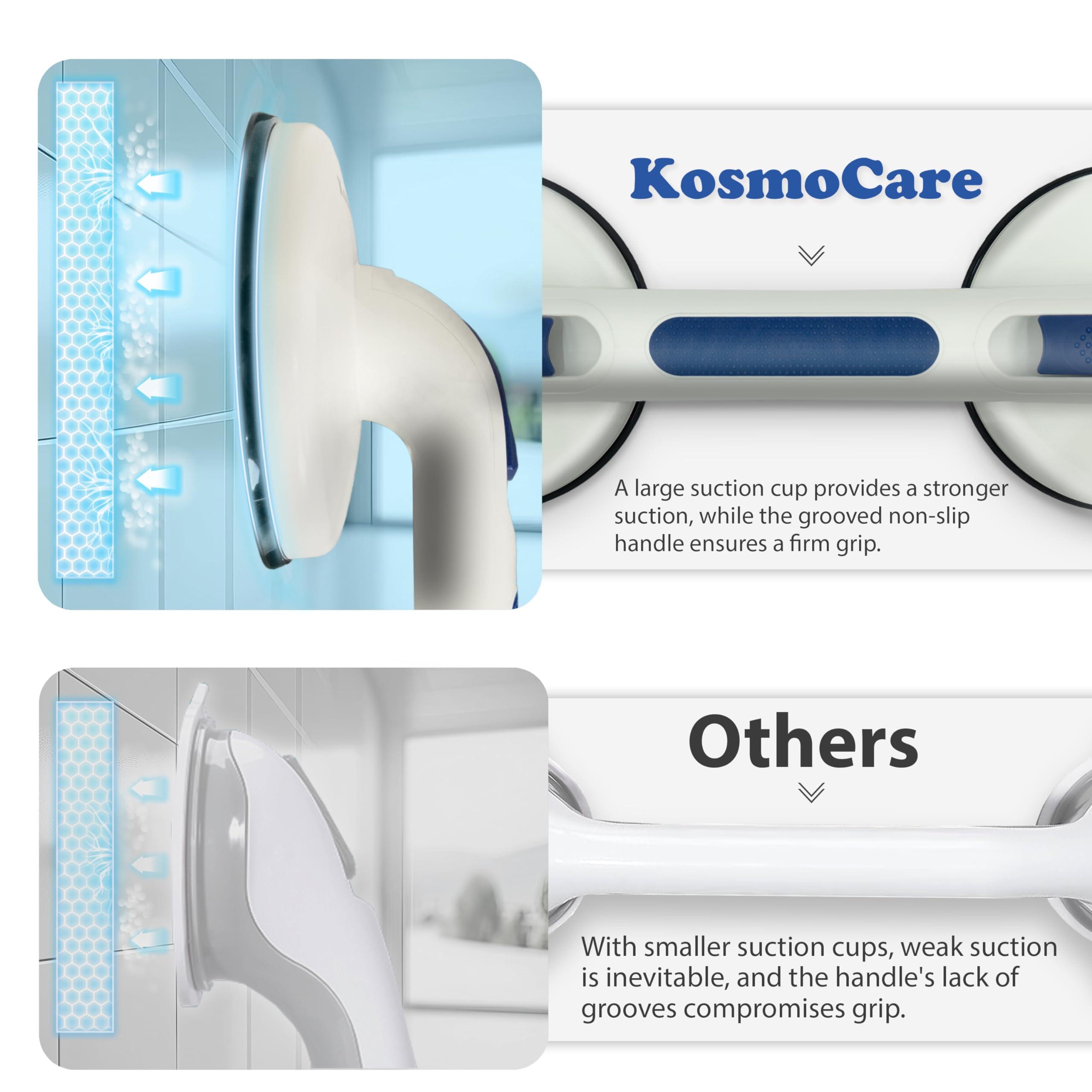 KosmoCare KosmoCare Suction Grab Bar | Tool Free Shower Handle | Portable Grab Bar | Safety Rail for Handicap Elderly Senior | No Assembly Required | Heavy Duty | 15 inch White - Crest Series