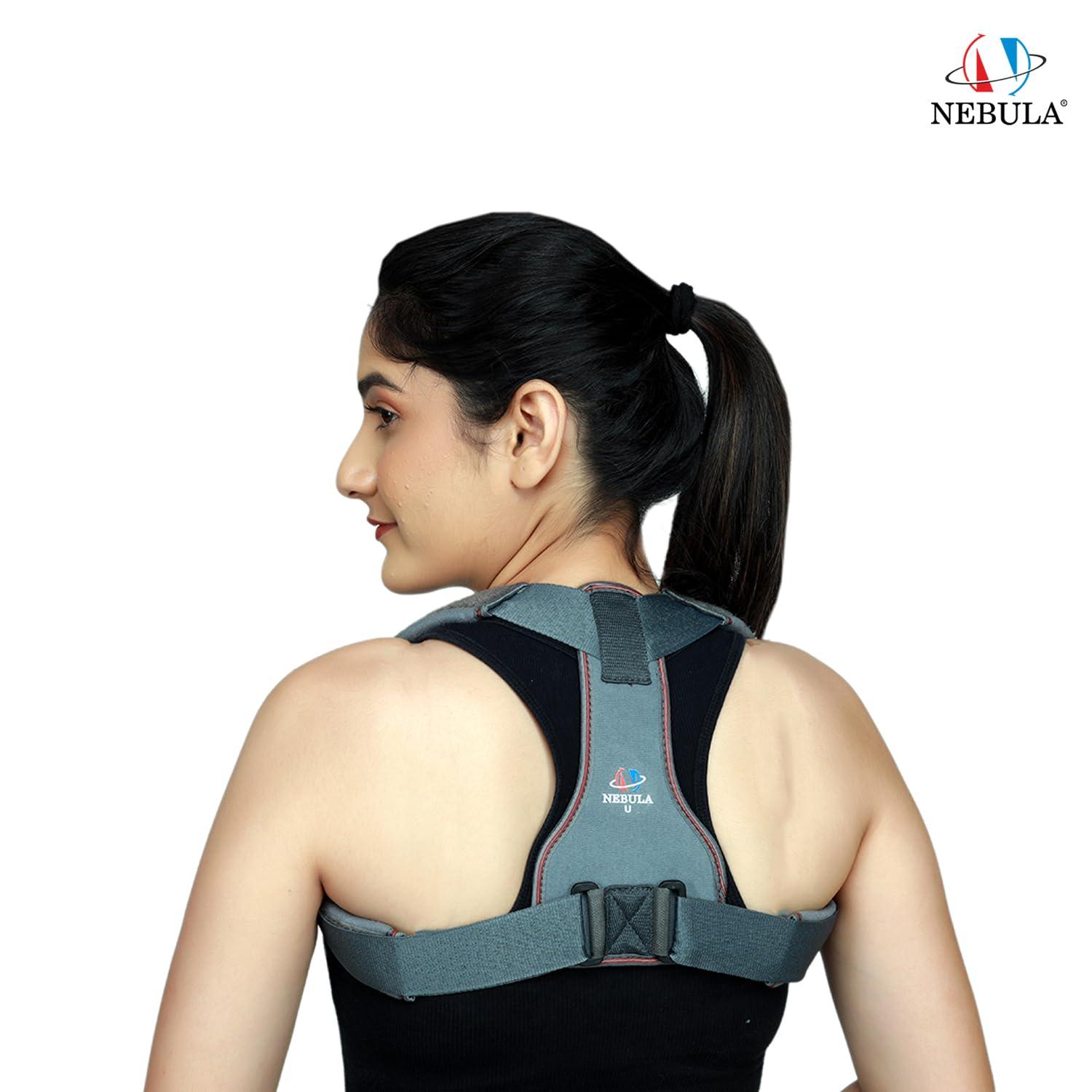 NEBULA NEBULA Posture Corrector Belt For Men & Women-Back Support Belt For Back Pain Relief-Shoulder Support Belt-Body & Back Clavicle Corrector Belt-Back Straight Belt(XS, Grey)
