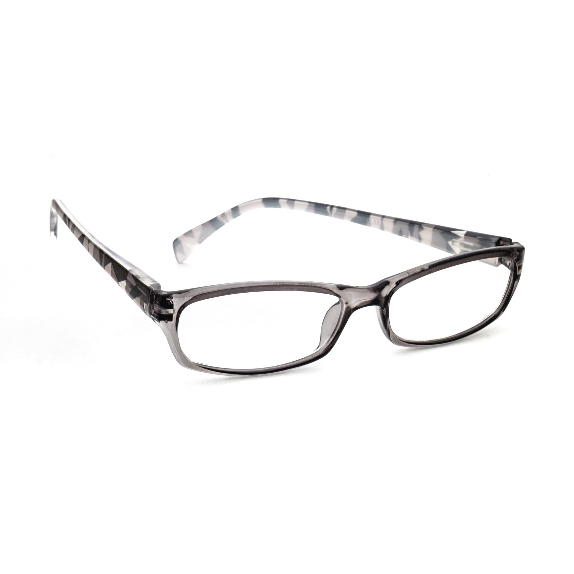TIZIANO TIZIANO Women's New Age Reading Glasses with Spring Hinge (Model: 195126 Grey +3.00 with Rectangular Eye shape)