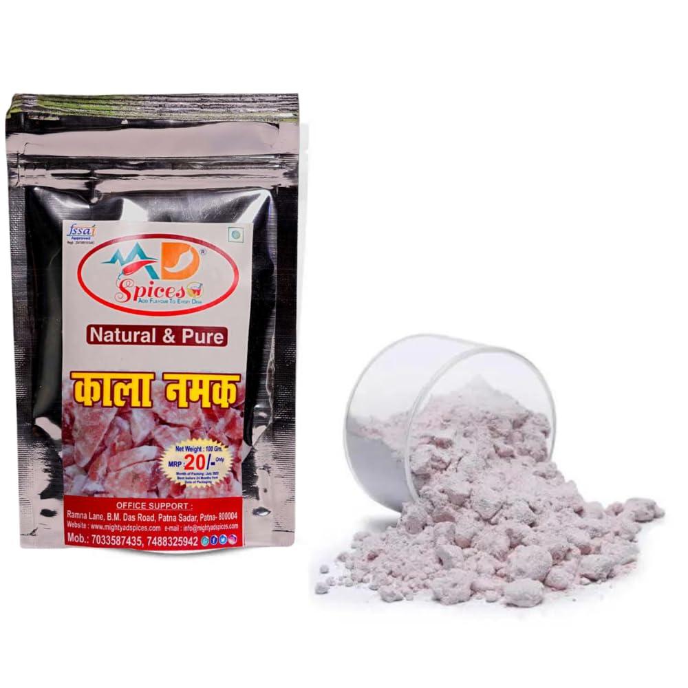AD SPICES AD SPICES Natural & Pure Black Salt Powder | Kala Namak | Sanchal Powder | Zero added Colours, Fillers, Additives & Preservatives 100G (pack of 5)