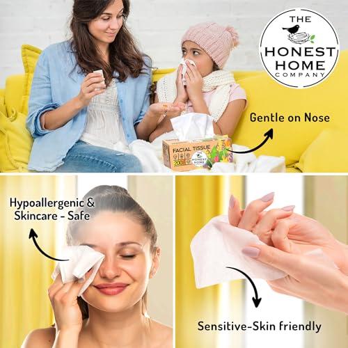 THE HONEST HOME COMPANY The Honest Home Company | 2 Ply Soft Facial Tissues Box | 200 Pulls/Box - Pack Of 3 | Hard Box Easy Pull | 600 Pulls (200x3)